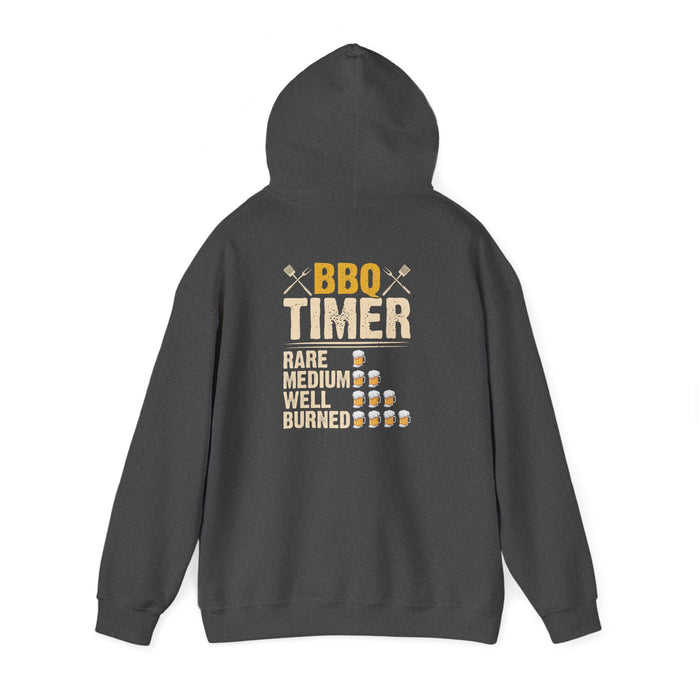 dark heather hoodie with bbq timer funny grill master design for bbq lovers