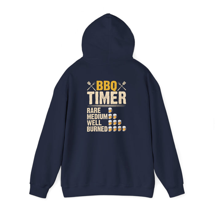 maroon hoodie with bbq timer grill master graphic print