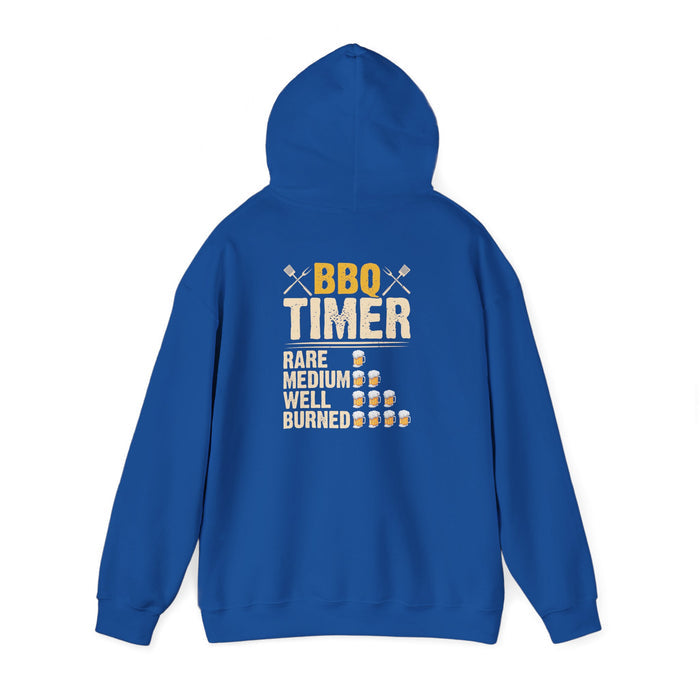 black hoodie with bbq timer grill master funny print for dad
