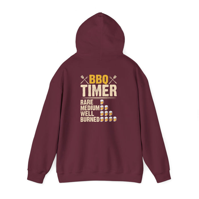 royal blue hoodie with bbq timer funny grill master graphic