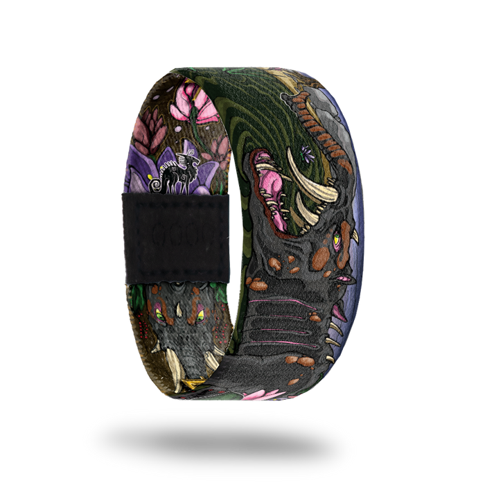 Behemoth-Sold Out-ZOX - This item is sold out and will not be restocked. Dark colors over whole strap with a scary looking Mammoth. Inside is the same and reads Behemoth.
