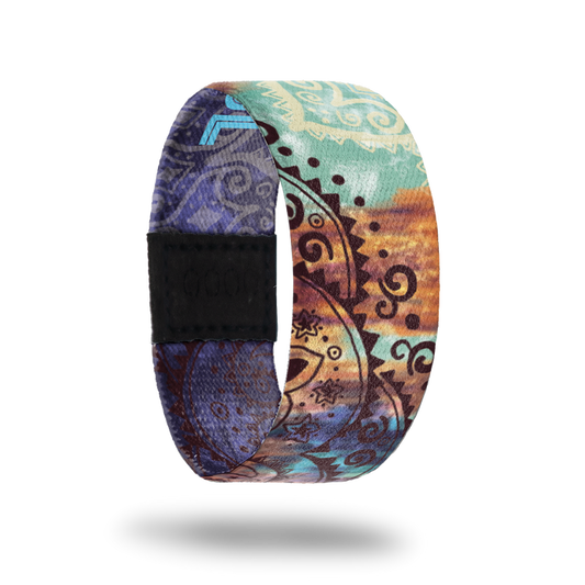 beYOUtiful-Sold Out-ZOX - This item is sold out and will not be restocked. Grungy blue, brown and navy watercolor. Brown paisley design on top. Inside is the same design but in all navy and greay and reads BeYOUtiful.