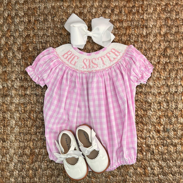 Big Sister Smock Gingham Romper