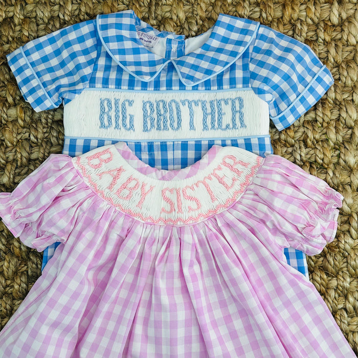 Big Sister Smock Gingham Romper