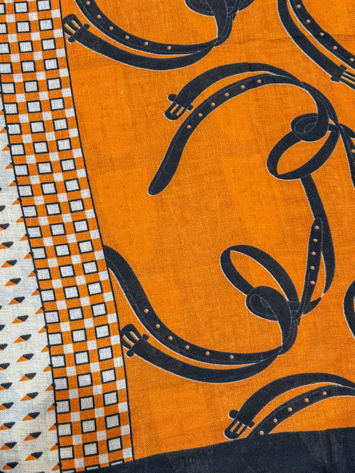 Black & Orange Horse Design Scarf