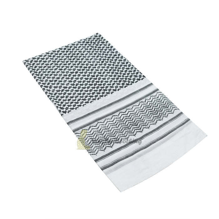 Black White Keffiyeh Arafat Scarf Shemagh 120x120 cm Wide White Borders