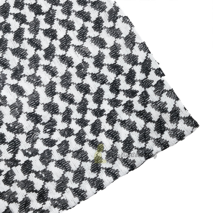Black White Keffiyeh Arafat Scarf Shemagh 120x120 cm Wide White Borders