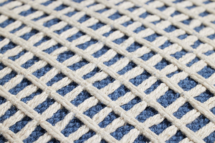 Blue Cream Grid Pillow