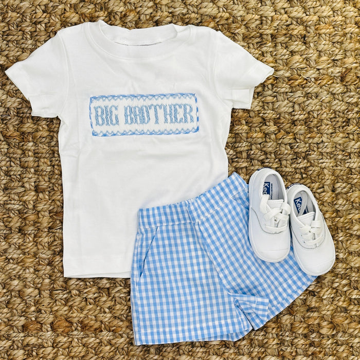 Blue Gingham Boys Shorts with Pockets