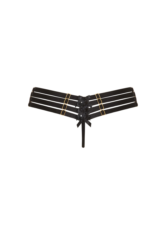 Bordelle Adjustable Webbed Black Thong - House Of Huntington
