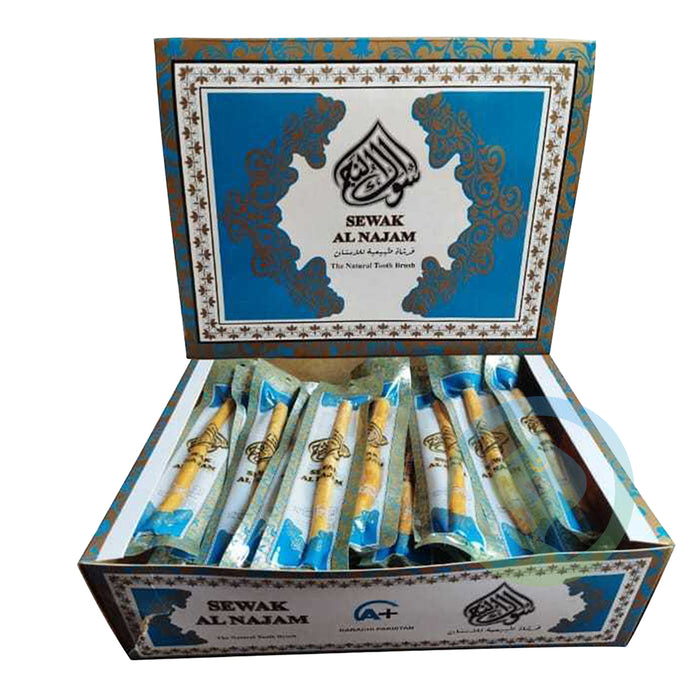 Box of 60 Sewak Al-Najam Natural 6" Vacuum Packed Twig Sunnah Toothbrush Peelu Siwak Miswak