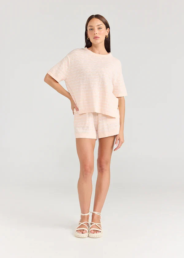 BOXY TEE | Stripe Peony