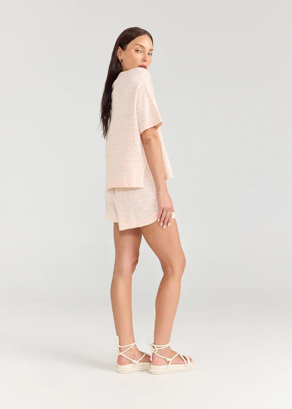 BOXY TEE | Stripe Peony