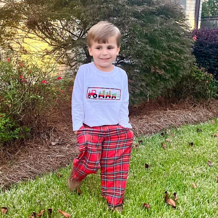 Boys Pants in Christmas Plaid with Pockets