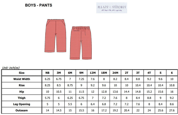 Boys Pants in Christmas Plaid with Pockets