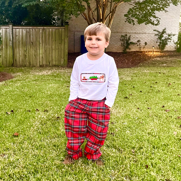 Boys Pants in Christmas Plaid with Pockets
