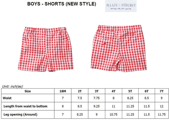 Boy's Shorts in Green Gingham with Pockets