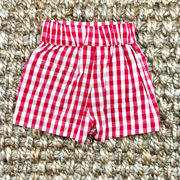 Boy's Shorts in Red Gingham with Pockets