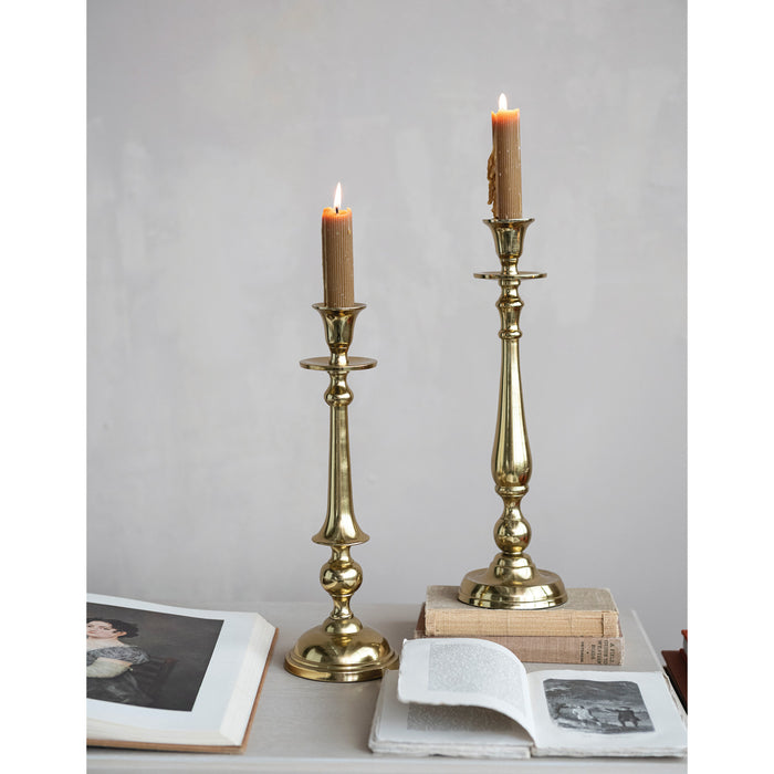Brass Taper Candle Holders - Set of 2