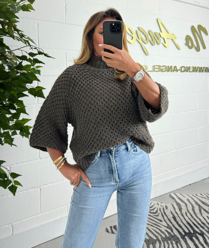 Brown Heavy Knit Turtle Neck Jumper