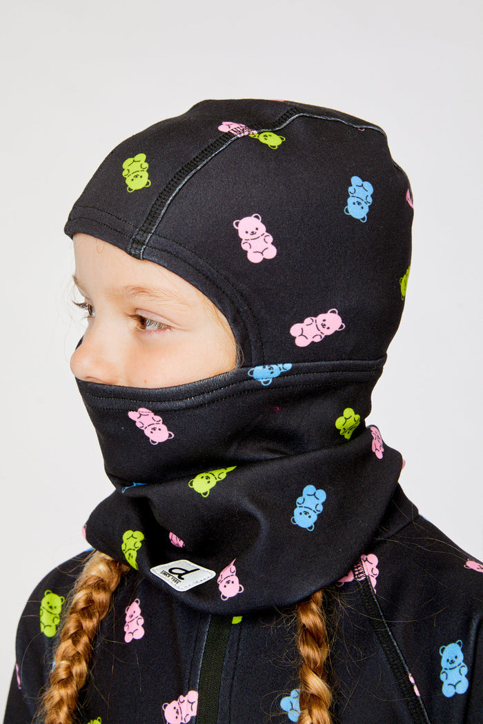 Child wearing the black gummy bears balaclava, view 2