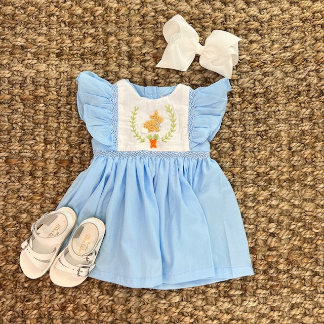 Bunny French Knot Avignon Dress in Blue