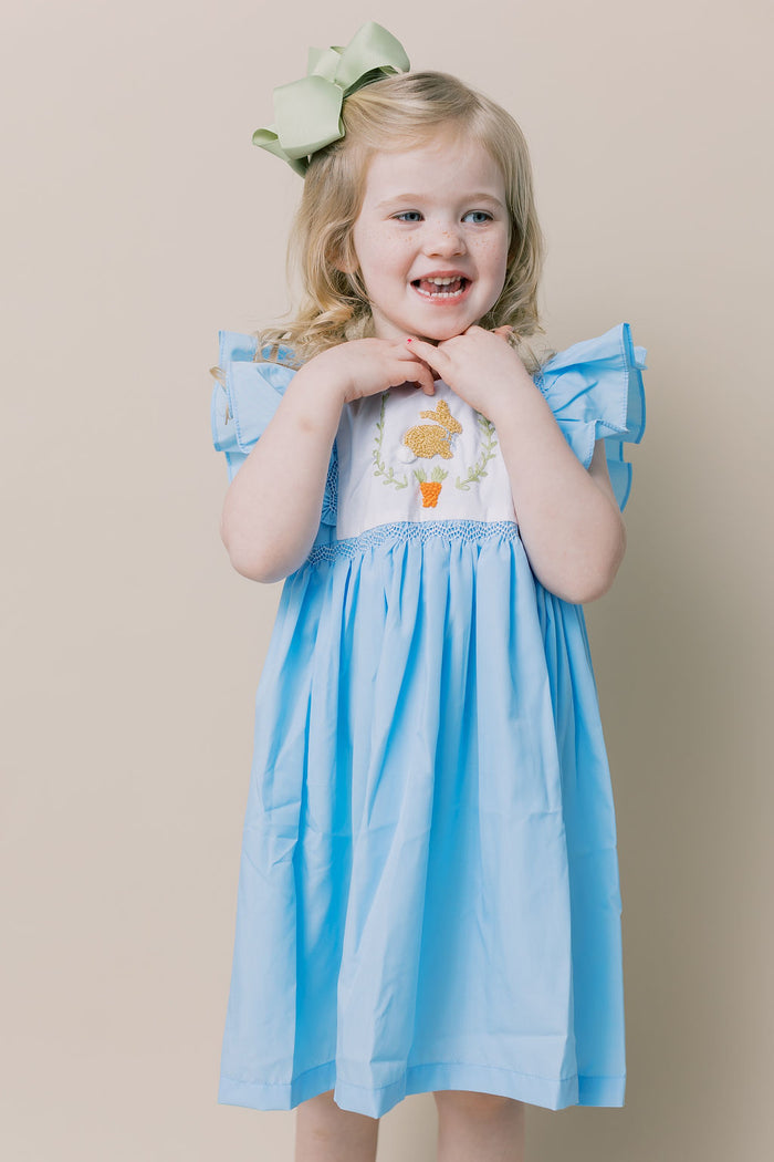 Bunny French Knot Avignon Dress in Blue
