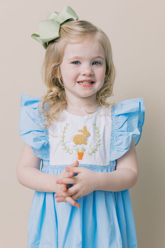 Bunny French Knot Avignon Dress in Blue