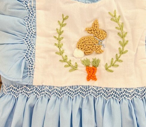 Bunny French Knot Avignon Dress in Blue