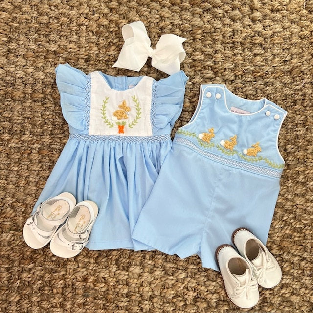 Bunny French Knot Avignon Dress in Blue
