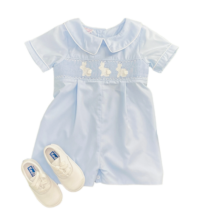 Bunny Smocked Shortall in Blue