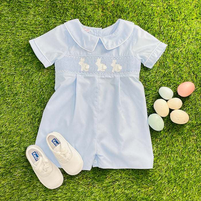 Bunny Smocked Shortall in Blue