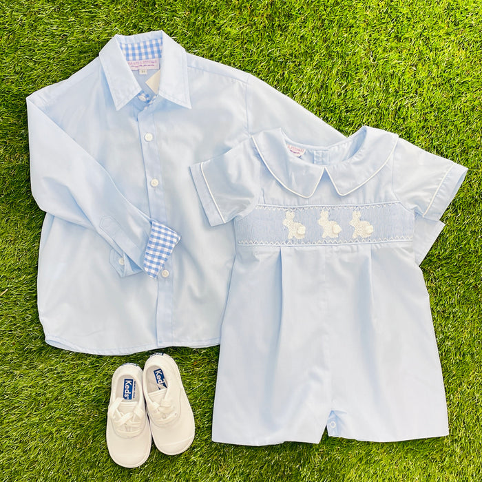 Bunny Smocked Shortall in Blue
