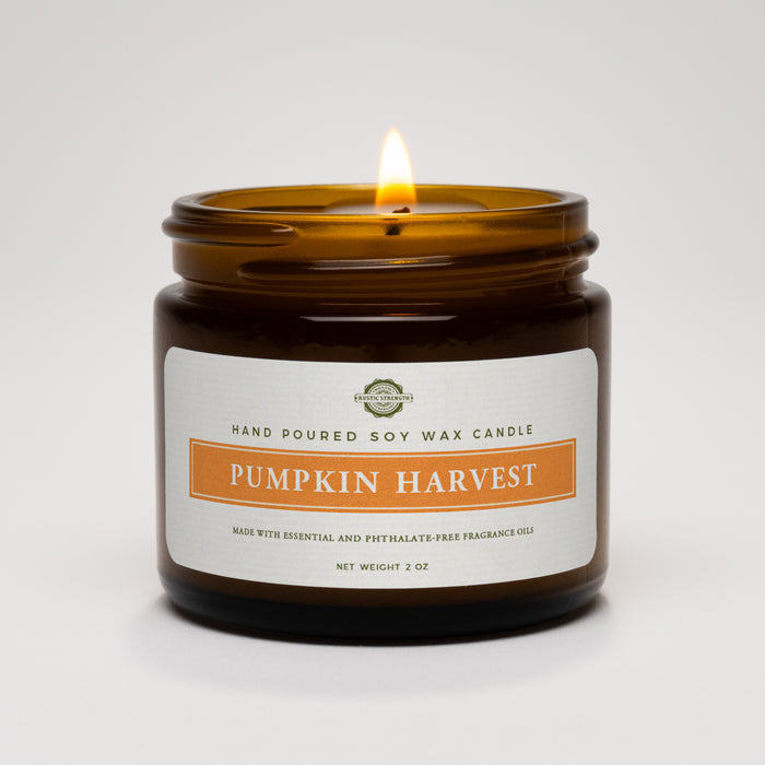 Rustic Strength, Candle, 2oz, Amber Glass, Pumpkin Harvest