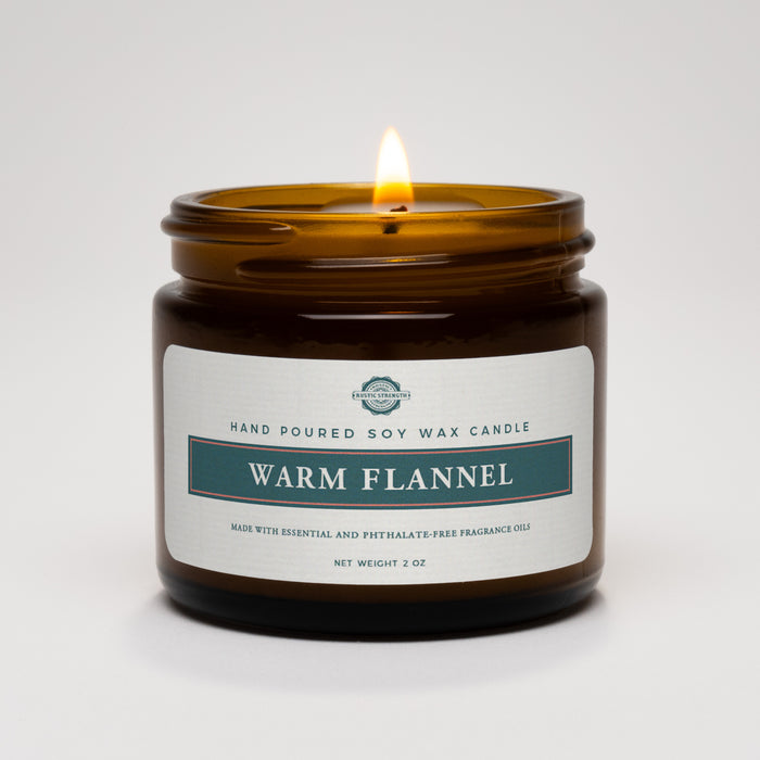 Rustic Strength, Candle, 2oz, Amber Glass, Warm Flannel