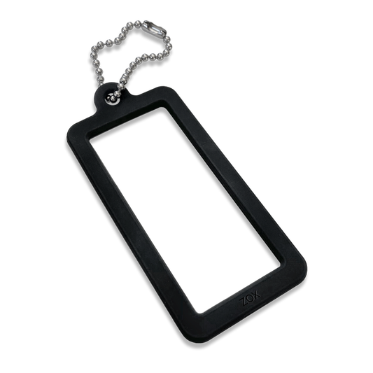 This is a cardlox. It is a silicone black rectangle with a clear poly sleeve to store the motivational card that comes with your ZOX. It has a metal key ring on the end to use for backpacks, keys, luggage, etc. The pack comes with 2.