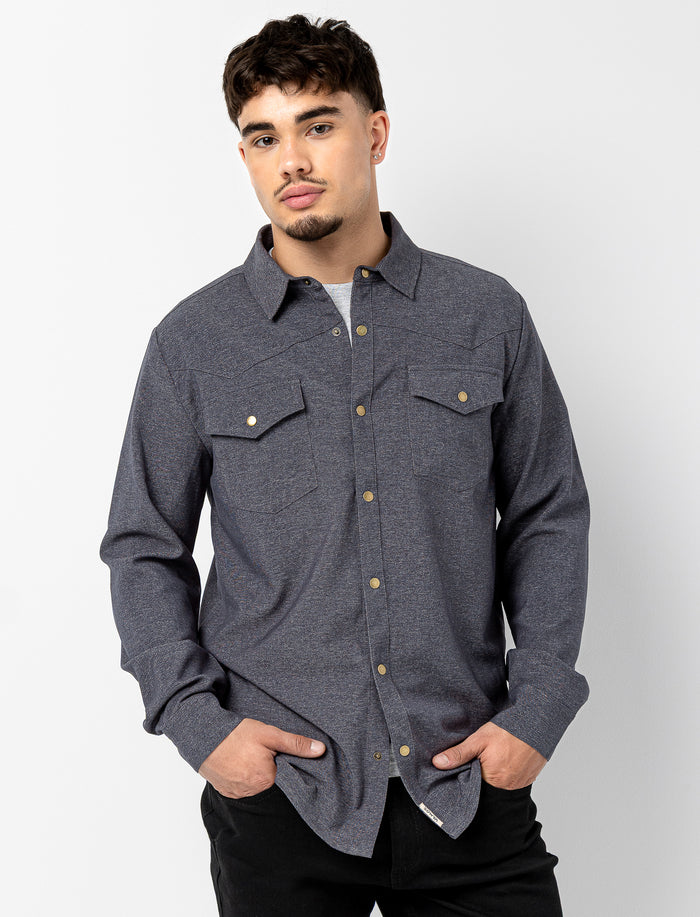Chemise en denim unie pour homme