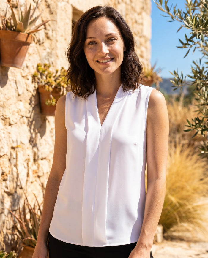 Claire - Sleeveless V-Neck Top — hero shot