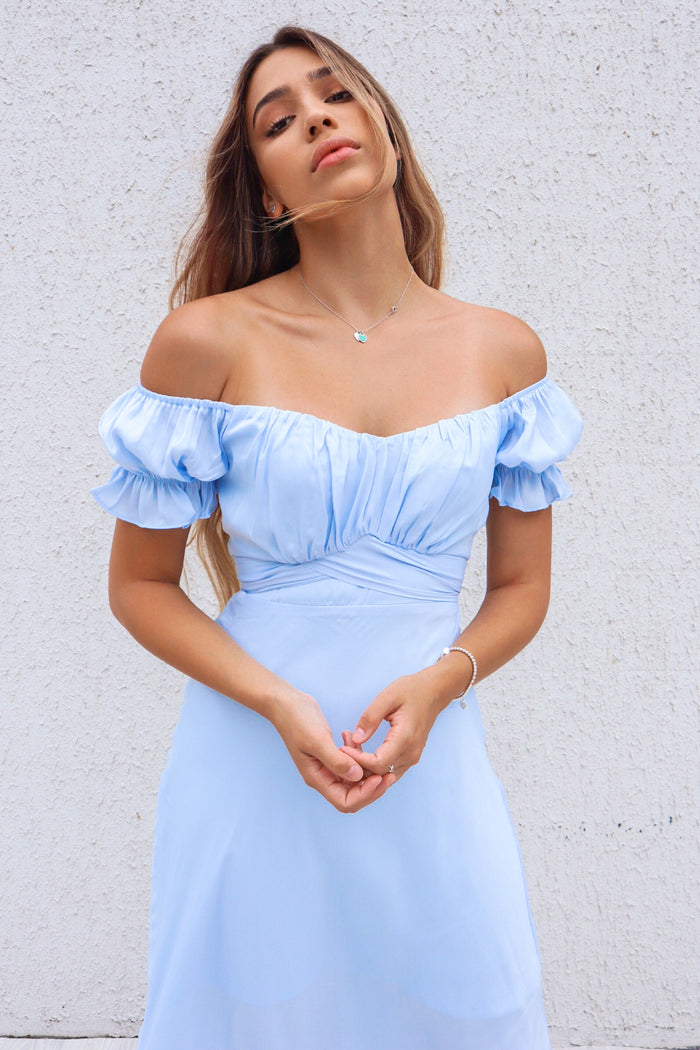 Claudia Midi Dress - Baby Blue - Runway Goddess