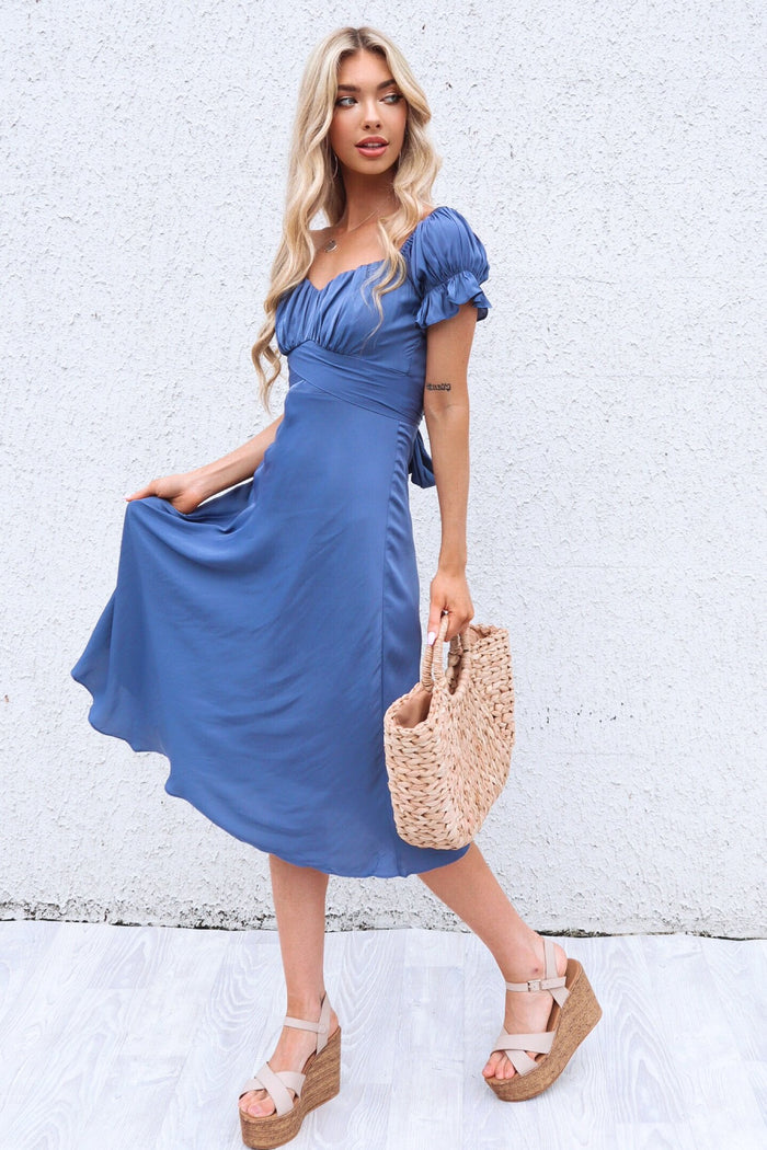 Claudia Midi Dress - Midnight Blue - Runway Goddess