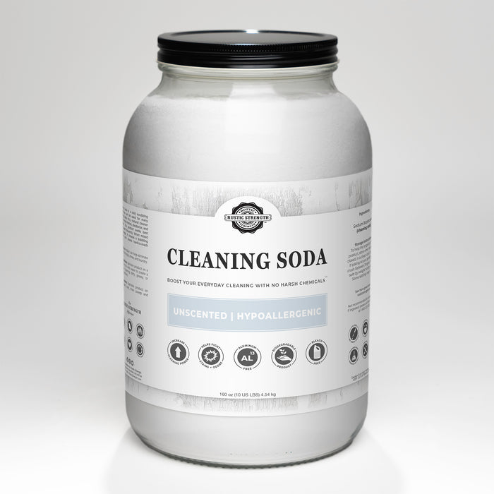 Rustic Strength - Cleaning Soda | 10LB Glass Jar with Metal Lid | Unscented/Hypoallergenic