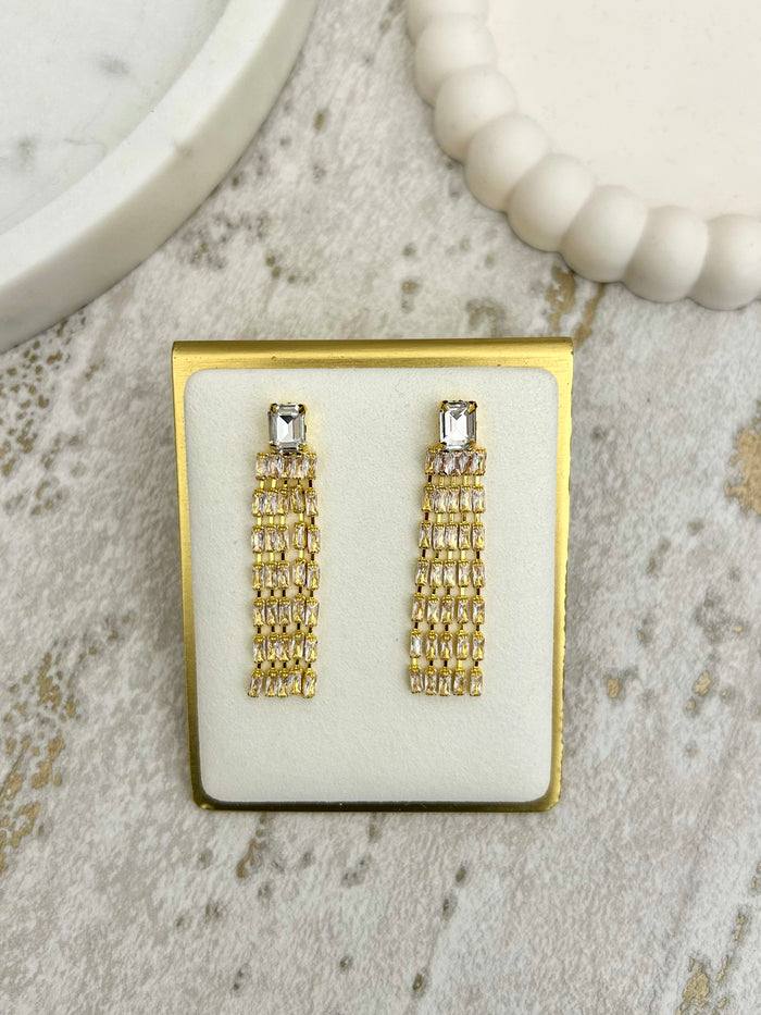 Clear Gem Drop Earrings (2 Colours)