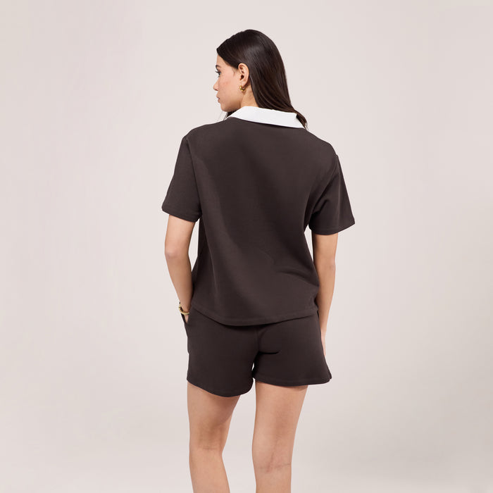 Collared Top Set - Black Coffee