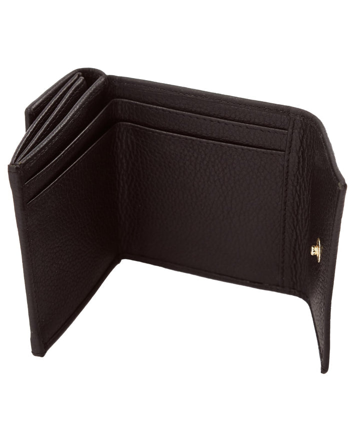 Kompaktowy portfel damski skórzany z ochroną RFID WINGS BLACK LEATHER COLLECTION
