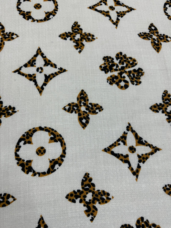 Cream Leopard Print Flower Detail Scarf