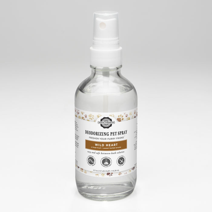 Rustic Strength, Deodorizing Pet Spray, 4oz, glass with spray top, Wild Heart