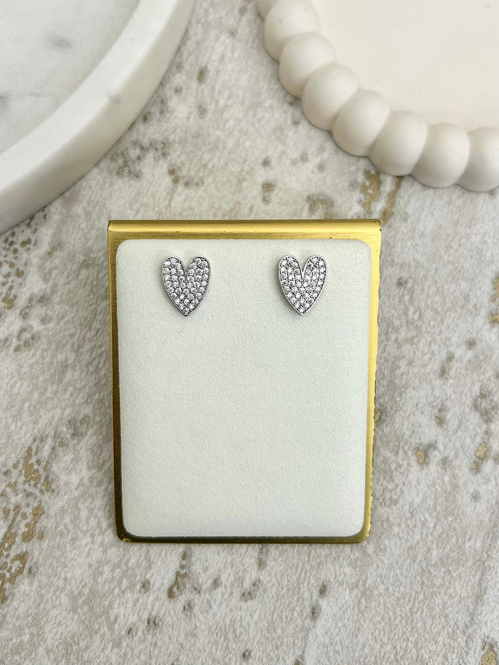 Diamante Disk Style Heart Earrings (2 Colours)