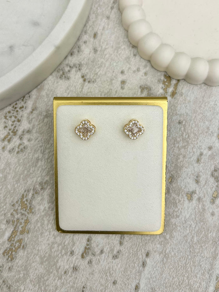 Diamond Flower Stud Earrings (2 Colours)