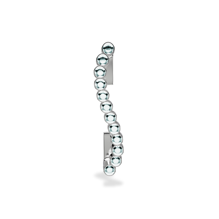 Wavy silver metal charm to put on the Imperial+ lined with 12 beautiful clear glass crystals