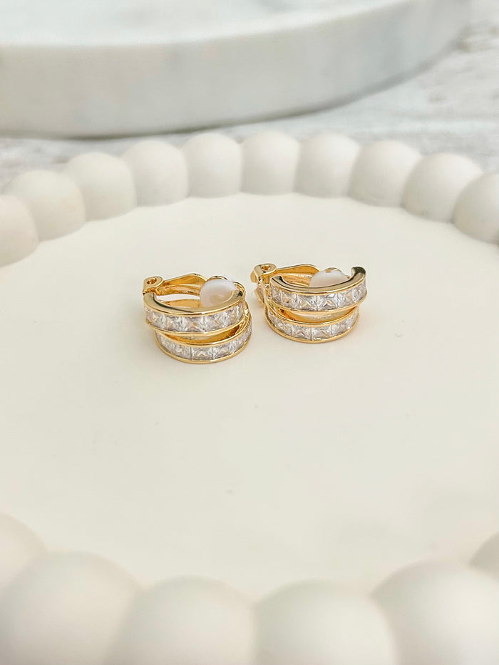 Diamonte Double Hoop Clip on's